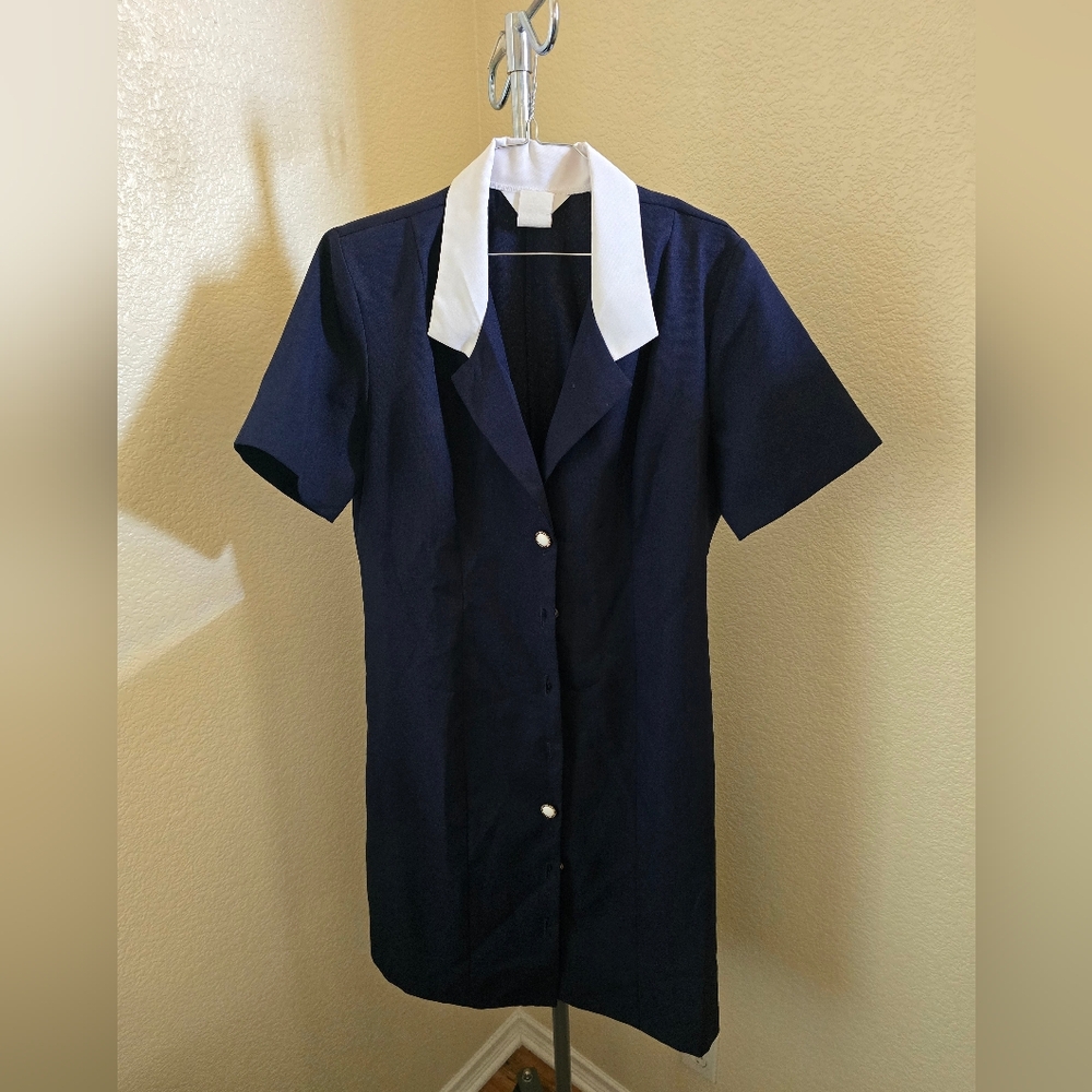 Blair Boutique Button Front Short Sleeve Dress with Padded Shoulders Size 14P